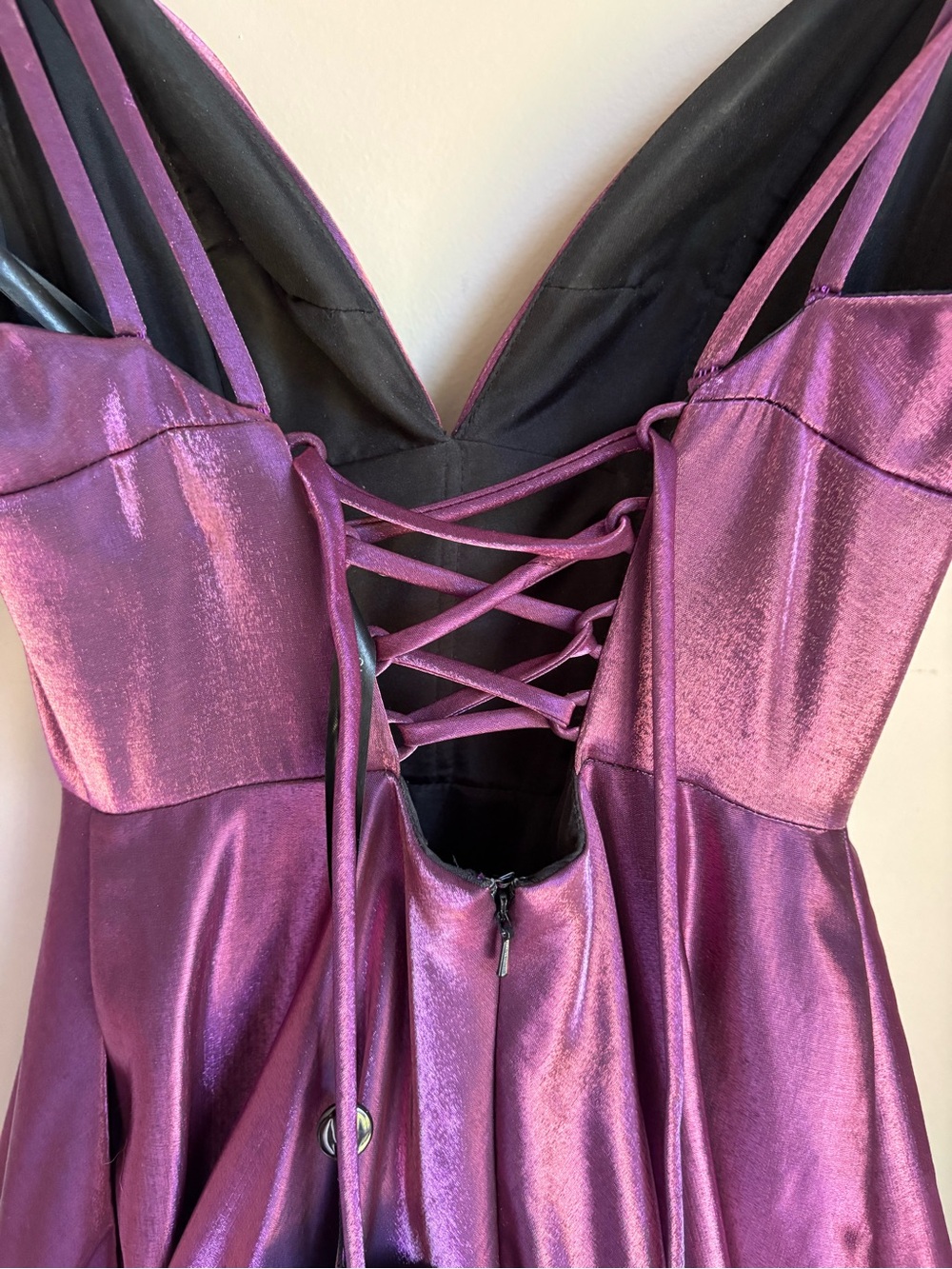 Sherri Hill Satin A-Line Prom Dress Gown Special Occasion Deep Purple Size 0 - Picture 9 of 12
